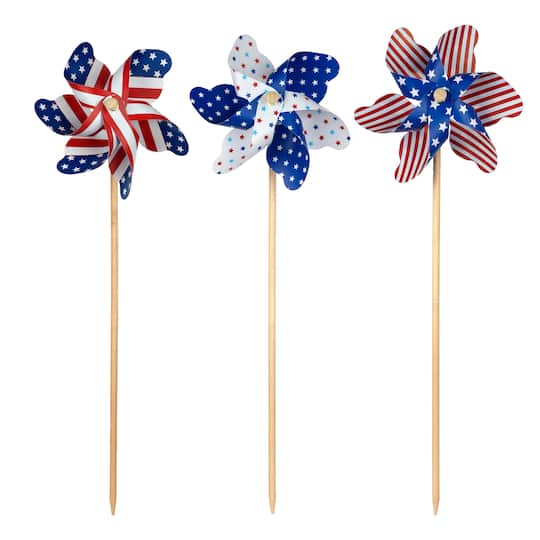 Celebrate It; Assorted 24" Red, White & Blue Pinwheel, 1pc. by Celebrate It™; Category:Porch & Yard Decor; Image:1